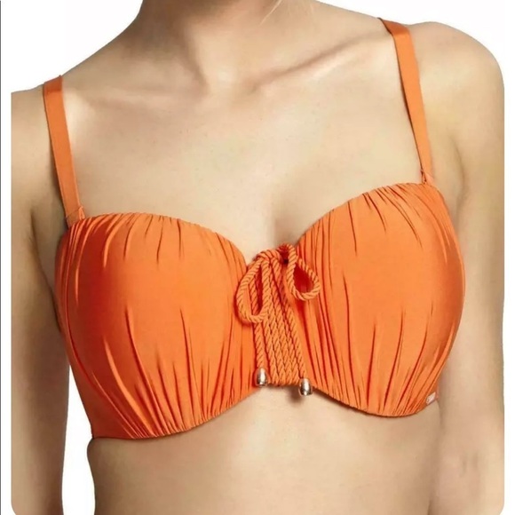 Panache Swim Bikini Top Marina Bandeau 32E Tangerine Orange - Picture 1 of 16